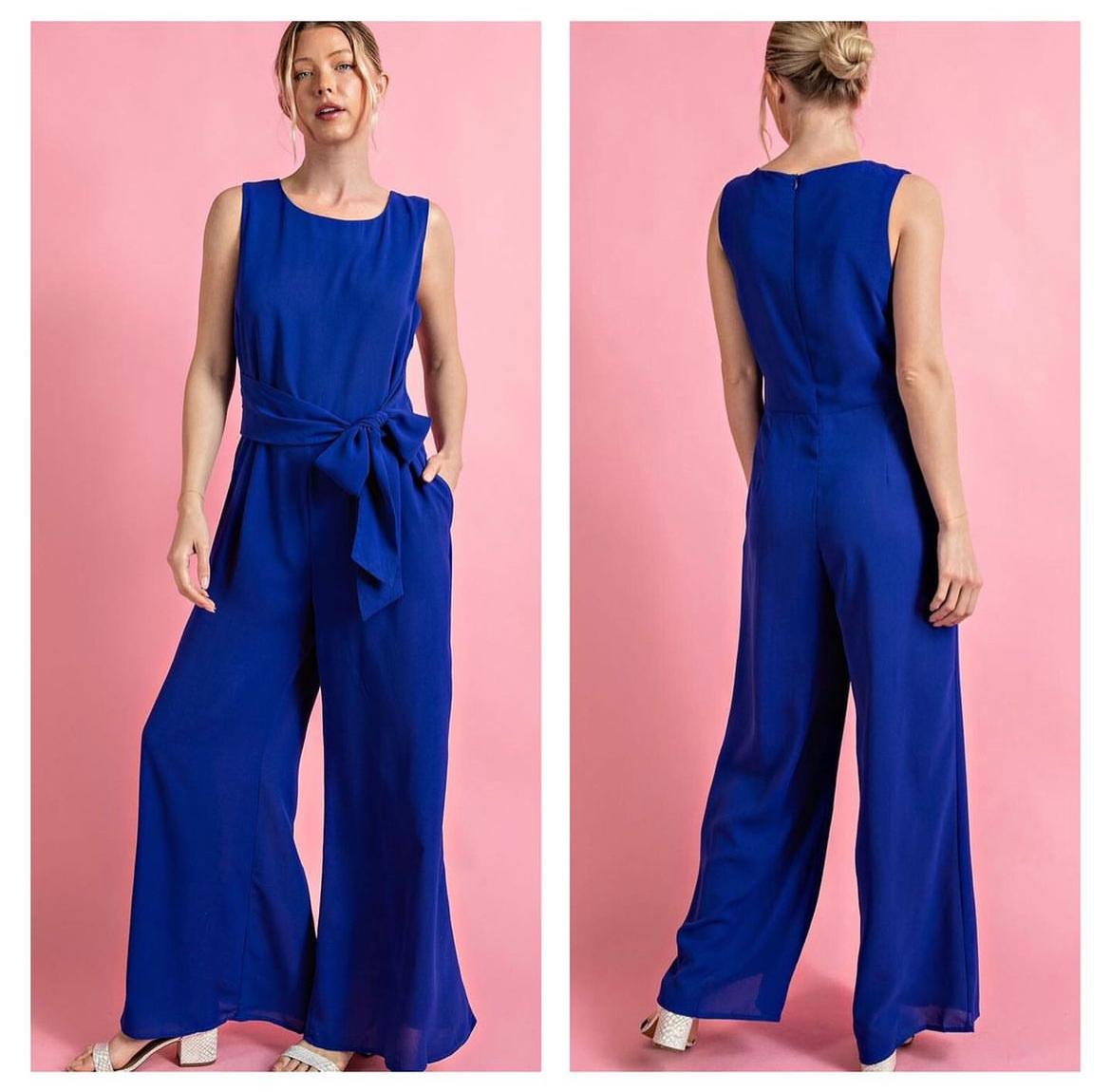 Waist Tie Royal Jumpsuit