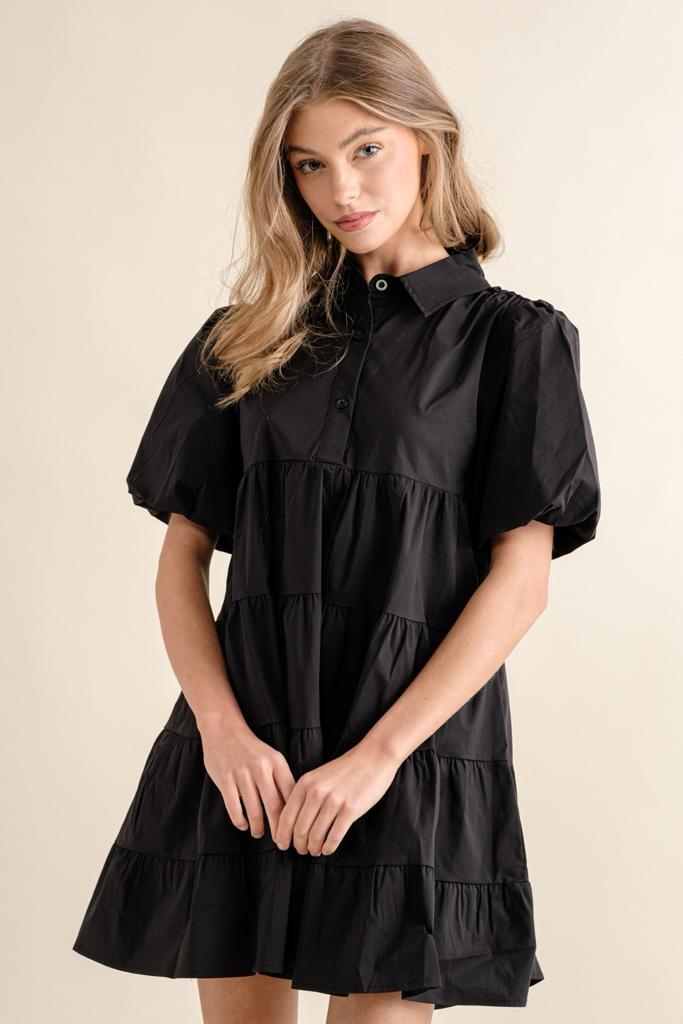 Puff Sleeves Short Dress