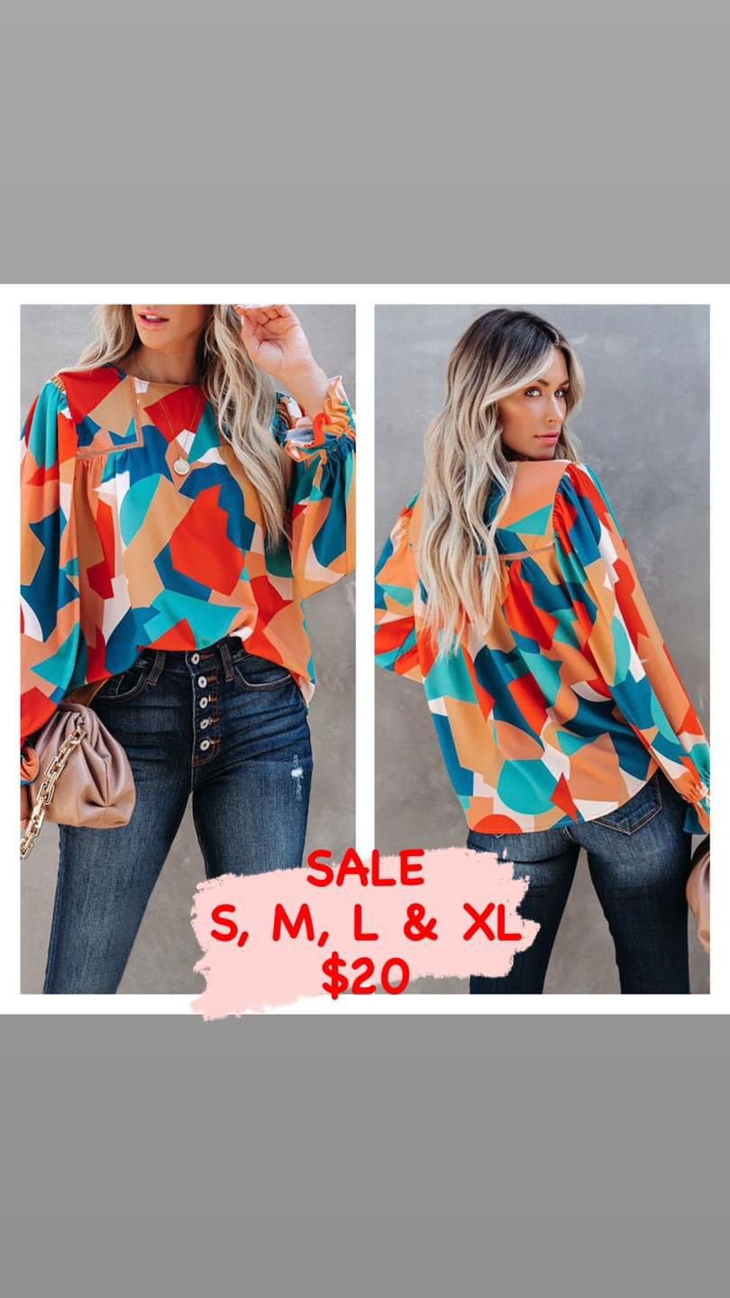 Geometric Long Sleeve Top