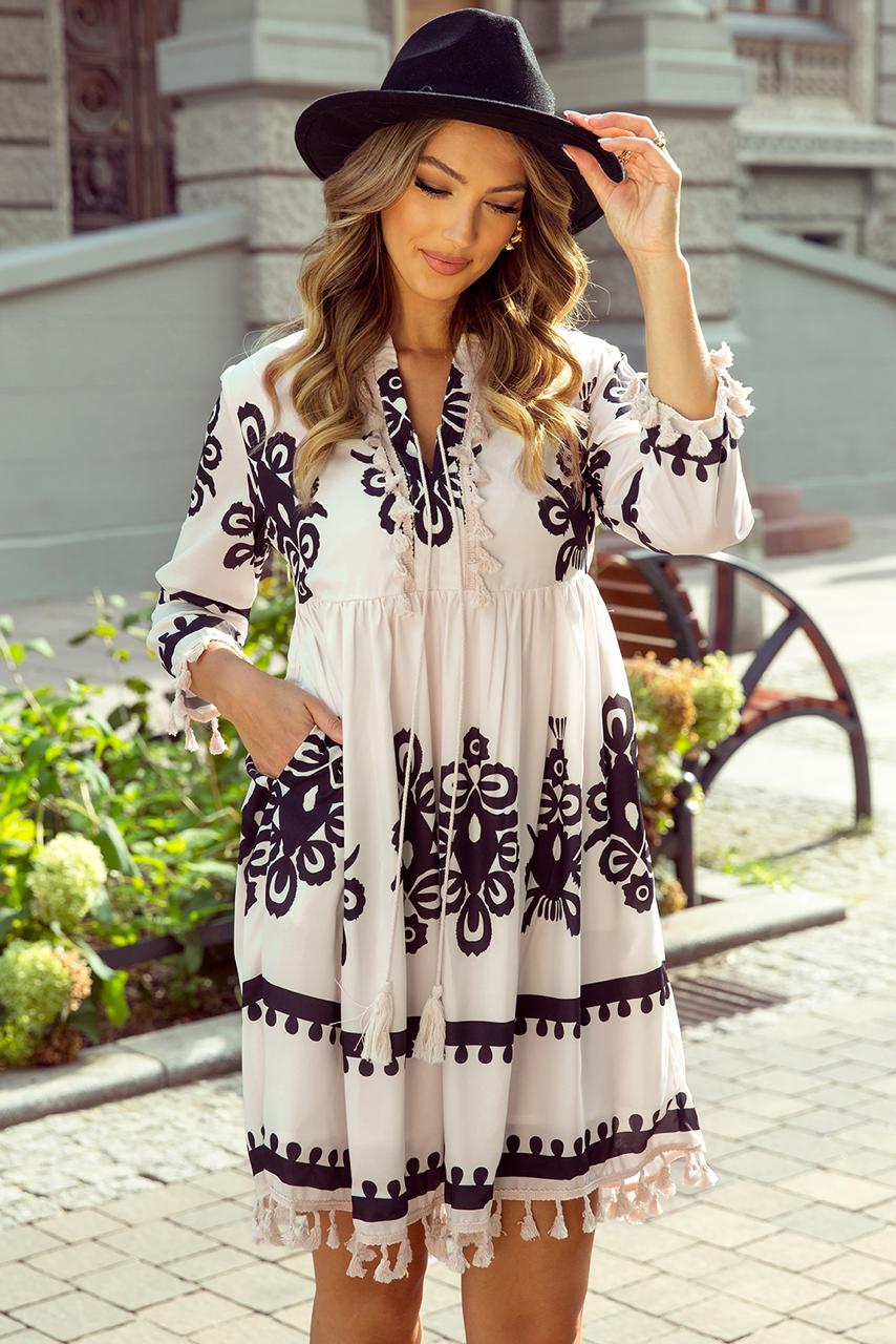 Long Sleeve Tassels Dress