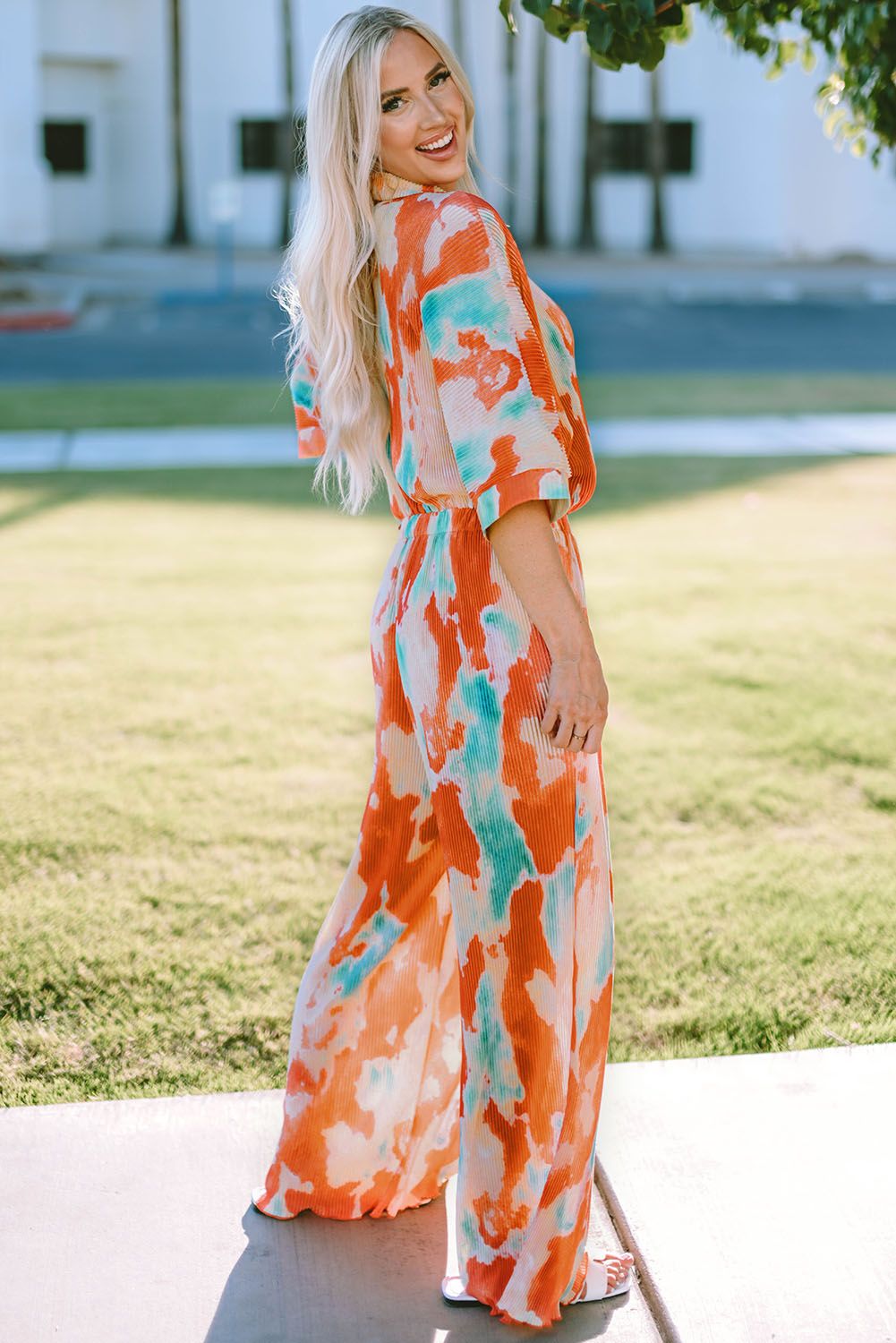 Pleated Orange Tie Dye