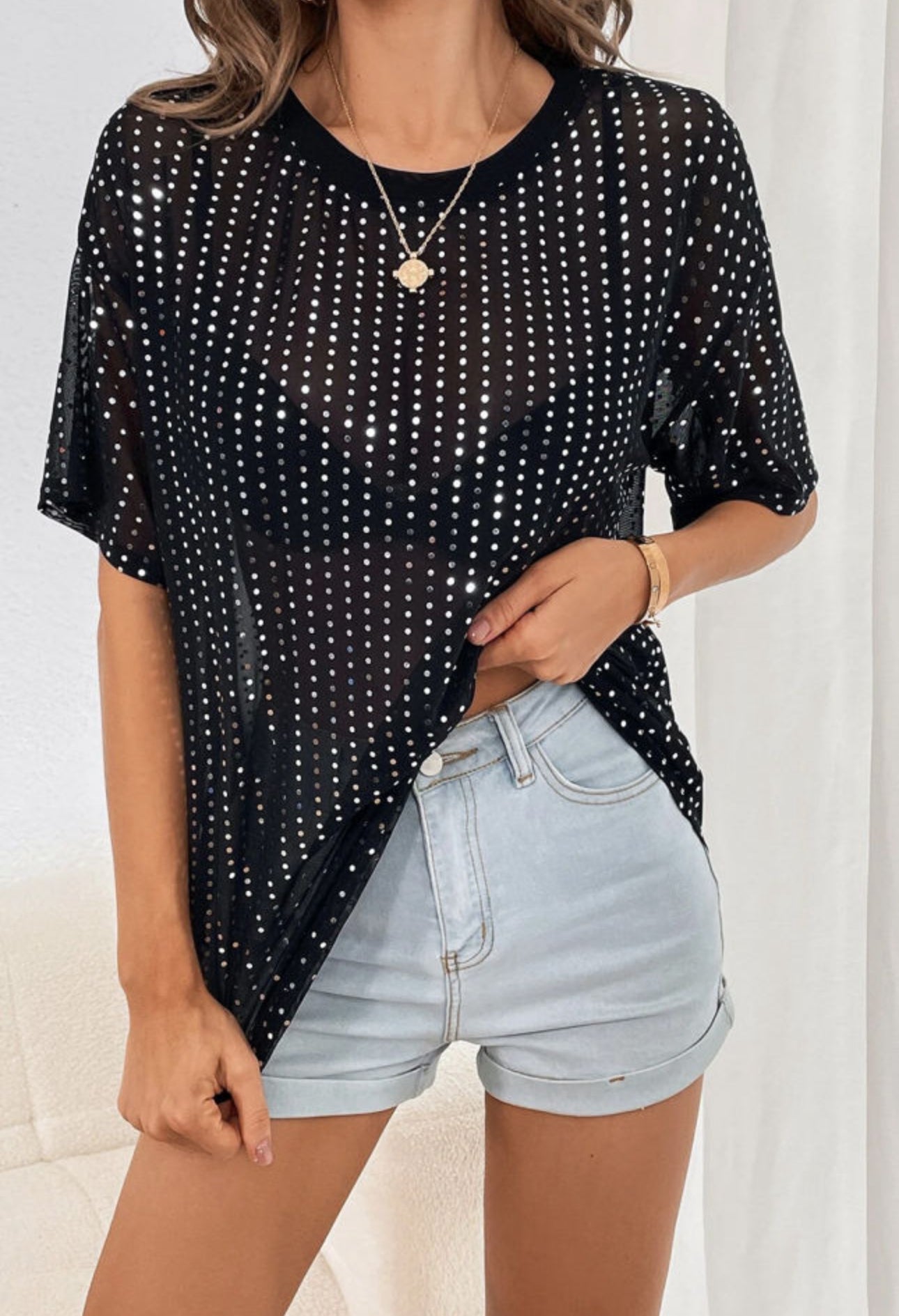 Meshy Sequin Shirt