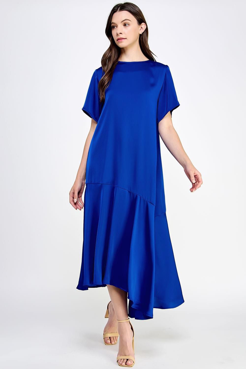 Royal Blue Satin Maxi Dress