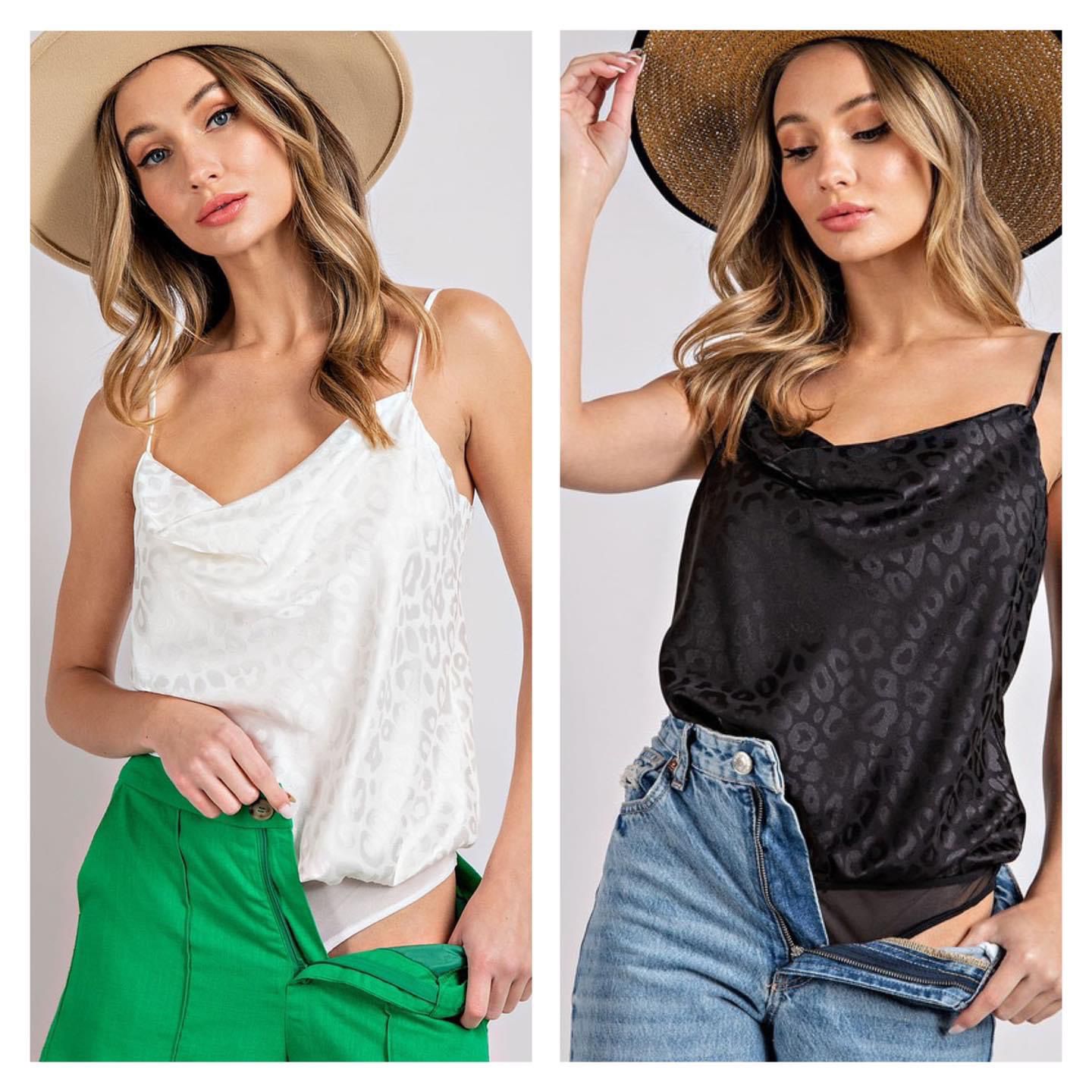 Animal Print Satined Bodysuit