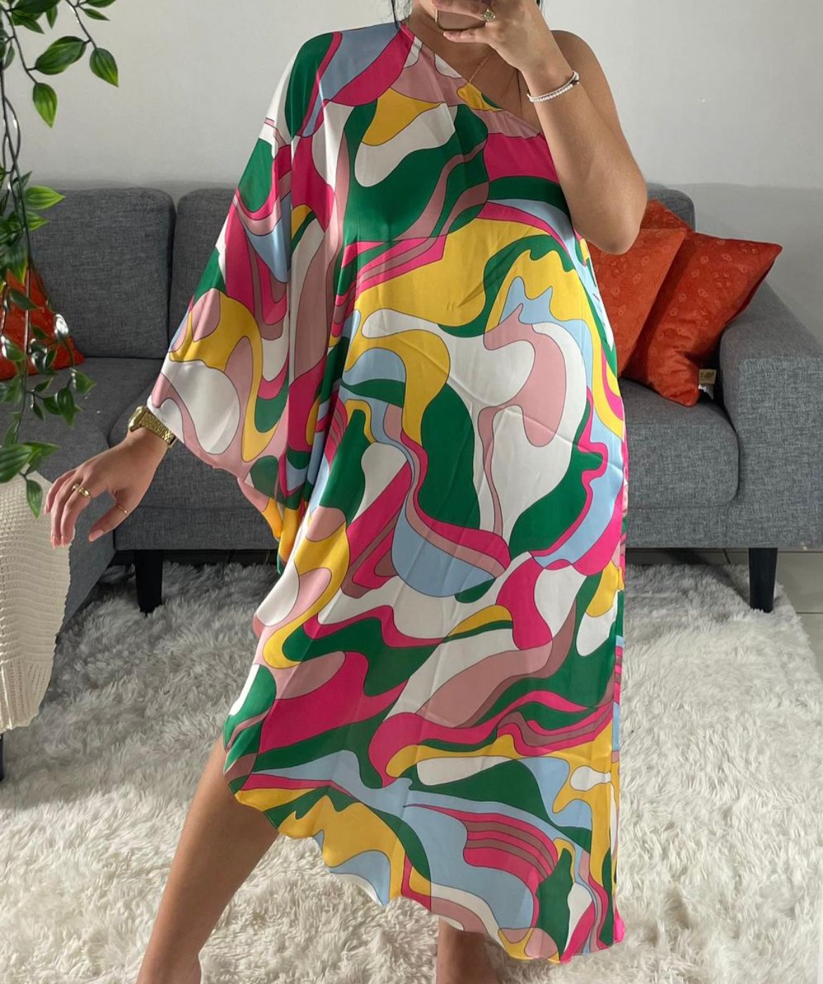 One Shoulder Geometrical Maxi