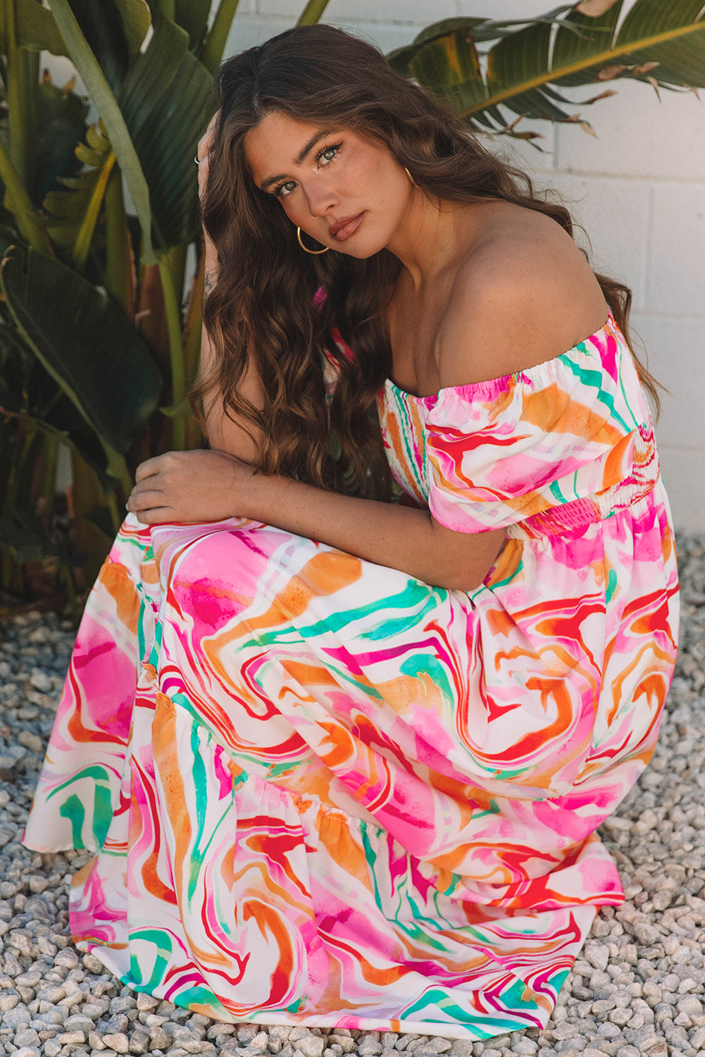 Pink Abstract Maxi Dress