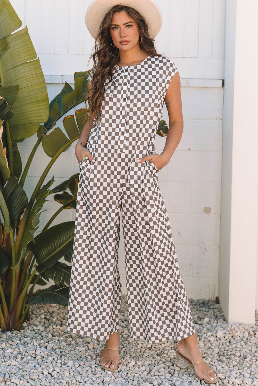 Kahki Checkered Jumpsuit