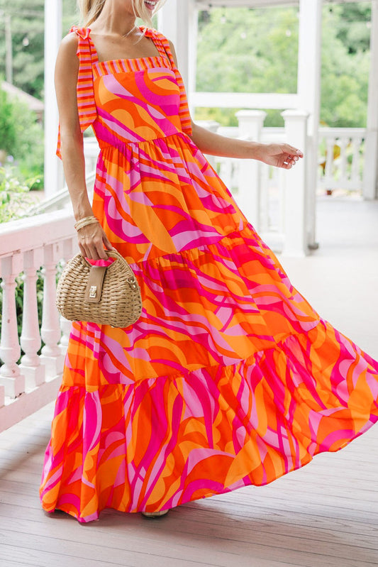 Red Abstract Maxi Dress