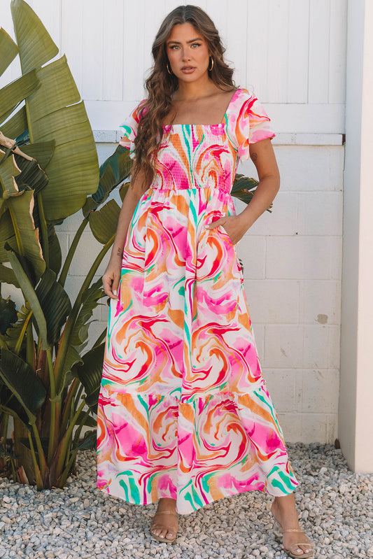 Pink Abstract Maxi Dress