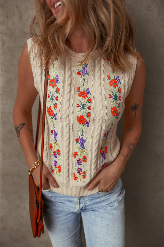Embroidered Floral Vest