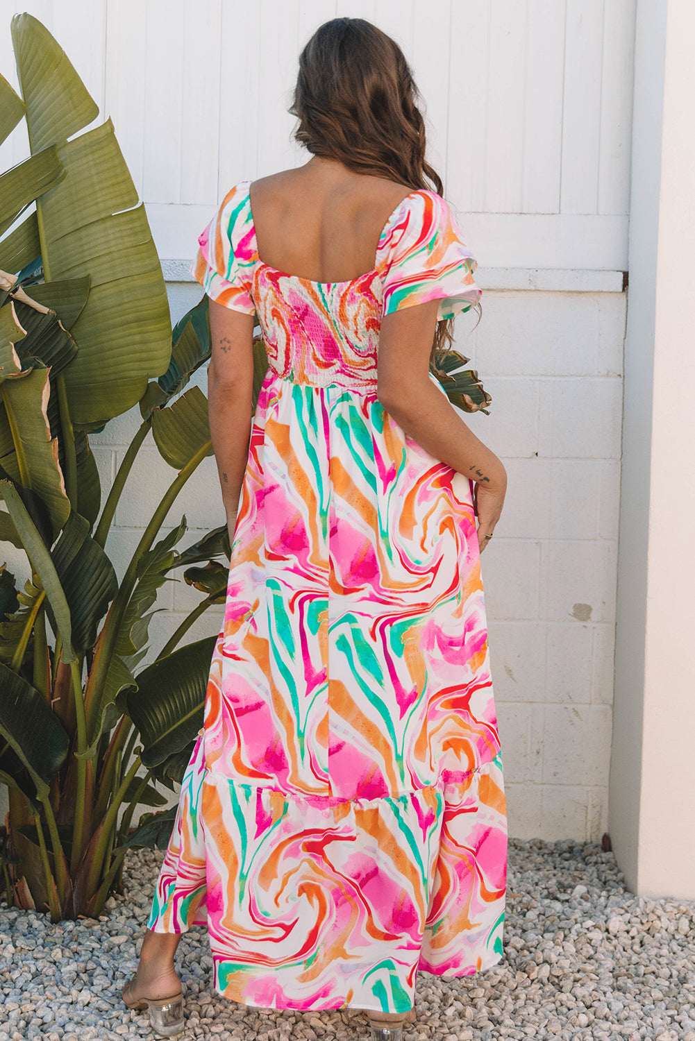 Pink Abstract Maxi Dress